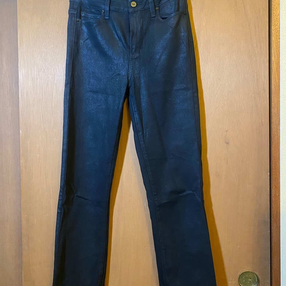 PAIGE Midnight Black Coated Denim Pants